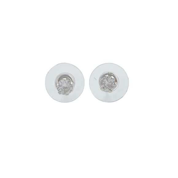 Vintage IBB Sterling Silver 925 4mm Round Cubic Zirconia Stud Earrings - Picture 1 of 3